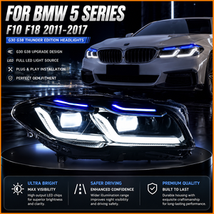 Para <span class=keywords><strong>BMW</strong></span> Serie 5 F10 F11 F18 2011-2017, Actualización Facelift al Estilo G38 2023, Conjunto de Faros LED Blue Beam M5 Competition - Product Image 1
