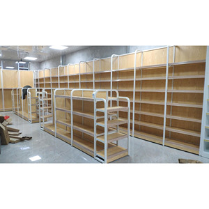 Étagères en bois sur mesure pour les supermarchés Étagères en bois et en acier Étagères en bois à double face pour gondole pour magasin de détail - Product Image 1