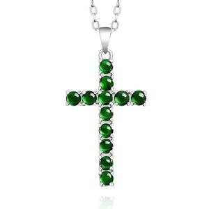 Pendentif en jadéite naturelle, croix verte, argent S925, bijoux unisexes pour femmes, mode, religion, design original D908 - Product Image 1