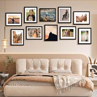 Cadre photo rectangulaire en MDF écologique noir 4x6 avec couvercle en plexiglas, montage mural ou sur table, impression numérique 1