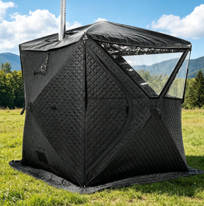 Tente de sauna portable d'extérieur pour 4 personnes, pliable, design matelassé noir, installation facile, style minimaliste - Product Image 1
