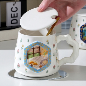 Tasses à café amusantes peintes à la main, style vintage, 390 ml (13 oz), pour café, thé, lait – Tasses uniques et mignonnes pour filles - Product Image 2