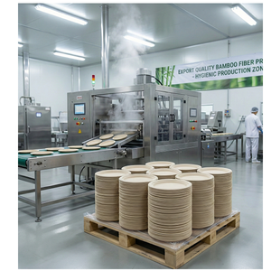 Plato Redondo de Bambú Natural Ecológico, Reutilizable y Biodegradable, para Servir la Cena en Casa, Cocina, Restaurante o Catering - Product Image 2