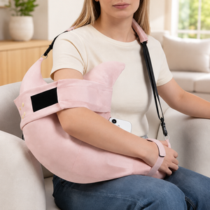 Coussin de soutien pour bras en forme de U réglable avec poche pour la récupération des épaules et le soutien corporel en rose - Product Image 1