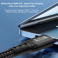 Tipo C Thunderbolt 5 macho a macho A409 16K 240W HD Cable coaxial trenzado de carga rápida 80G Cable USB de alta velocidad para Notebook
