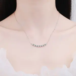 Fashion Simple Curve Smiley Face 925 Sterling Silver Jewelry Pendant Necklace Moissanite Diamond Necklace Collarbone Chain Women