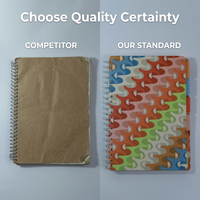 Carnet à spirale personnalisé avec autocollants de poche et intercalaires, 100 feuilles, certifié pour l'école et le bureau, vente en gros, fabricant