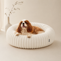 Coussin apaisant pour chien en forme de donut, lit rond en peluche douce et longue, lavable, en fausse fourrure, pour chien et chat, coussin chaud pour animaux de compagnie