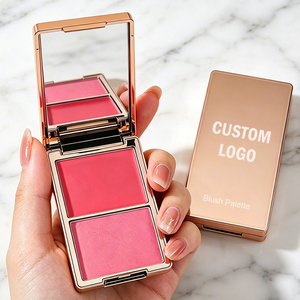 Nuovo Blush di Lusso in <span class=keywords><strong>Polvere</strong></span> Rosa Dorato, Logo Personalizzato, Lunga Durata, Finitura Opaca e Luminosa, Vibrante Blu Rosa 2 in 1 - Product Image 1