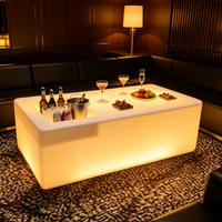 Fabricant de meubles de bar en plastique PE avec LED RGB, table à glaçons LED pour bar à domicile, ensemble de meubles élégants pour les soirées et les divertissements