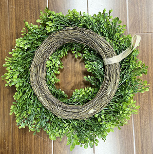 <strong>Spring</strong> Green Artificial Boxwood <strong>Wreath</strong> Decorative Faux Wall Boxwood <strong>Wreath</strong> Greenery Leaves Boxwood <strong>Wreath</strong> for Door - Product Image 2