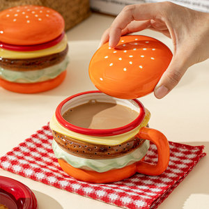 Creative <b>Ceramic</b> Hamburger Mug Novelty 3D Burger Coffee <b>Cup</b> Birthday Gift Water <b>Cup</b> - Product Image 3