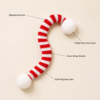Écharpe de Noël pour chat en polyester tricoté avec pompon, rayée et côtelée, cache-cou pour animaux de compagnie, accessoires de Noël et d'hiver pour chats et chiens