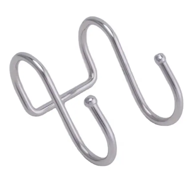 Manufacturer steel kitchen using wire pork S hook r deformed wire lighting spring hook double tomato M wire hook with twine