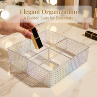 Kotak Penyimpanan Kristal Persegi Bahan PS Multilattice Kotak Organizer Perhiasan Anting Cincin Kosmetik untuk Meja