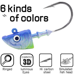 Cabeza de Jig para Pesca en Agua Salada ECOODA, Fabricante OEM, 7g-150g, Cebo Artificial, Cabeza Giratoria, Jigs con Cabeza de Pez Realista - Product Image 2