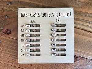 Tablero de Madera Personalizado JUNJI con Palancas para Recordatorio <span class=keywords><strong>Semanal</strong></span> de Alimentación y Medicamentos para Gatos, Nuevo Regalo para Dueños de Mascotas, Letrero de Pared - Product Image 6