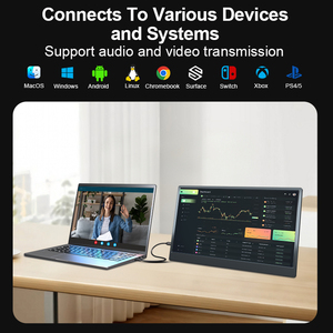 Moniteur portable LED IPS Full HD 1080P de 15,6 pouces, écran large, USB C HDMI 16:9 pour ordinateur portable, commerce, bureau, divertissement - Product Image 6