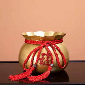 Seau à fleurs en fer forgé rouge et or, fleurs séchées, décoration de la maison pour le Nouvel An chinois, style sac porte-bonheur - Product Image 2