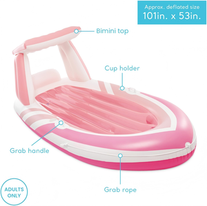 แพยางเป่าลมสีชมพูพร้อมหลังคาสำหรับผู้ใหญ่ - Product Image 3