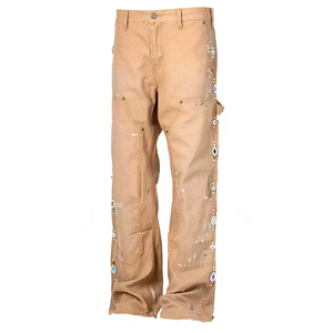 Top Quality Custom di strass alla moda Graffiti stampati <span class=keywords><strong>pantaloni</strong></span> causali Patchwork doppio ginocchio <span class=keywords><strong>pantaloni</strong></span> <span class=keywords><strong>uomo</strong></span> a <span class=keywords><strong>vita</strong></span> <span class=keywords><strong>bassa</strong></span> Jeans <span class=keywords><strong>uomo</strong></span> - Product Image 5