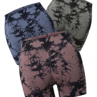 Shorts de sport taille haute effet push-up, grandes tailles XS-5XL, en Spandex/Nylon infroissable tie-dye pour le yoga et l'entraînement physique