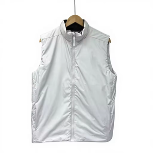 Gilet matelassé coupe-vent pour homme, col montant, couleur unie, fermeture éclair sur le devant, vêtement d'extérieur décontracté, 100 % polyester, pour l'automne - Product Image 4