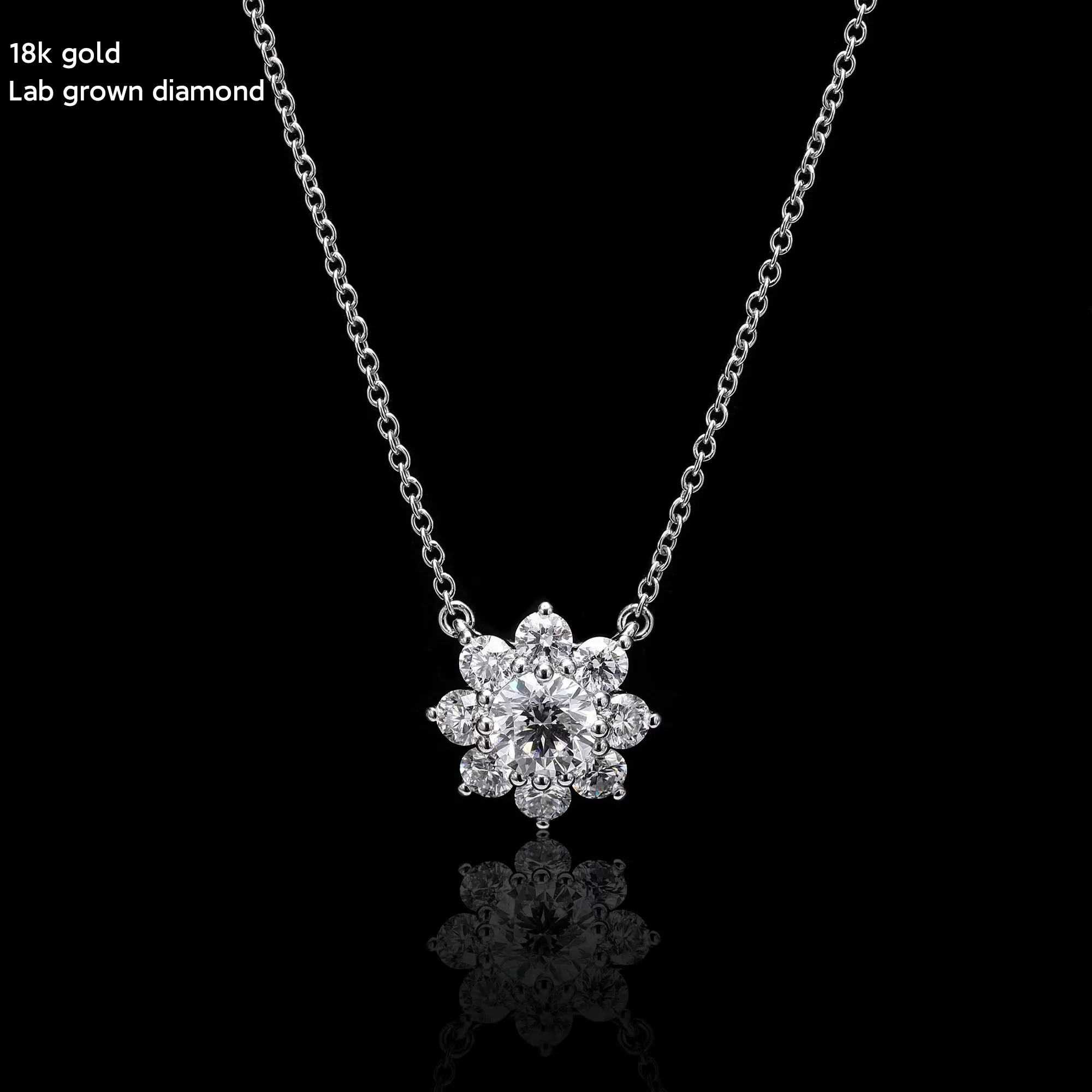 Luster Summer Hot Design 0.59ct D color White Round Lab Grown collana di diamanti con ciondolo girasole