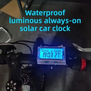 Horloge numérique solaire pour <span class=keywords><strong>moto</strong></span> avec affichage LCD rétroéclairé de la date, du jour et de la température, <span class=keywords><strong>thermomètre</strong></span> étanche avec support pour <span class=keywords><strong>moto</strong></span> - Product Image 4