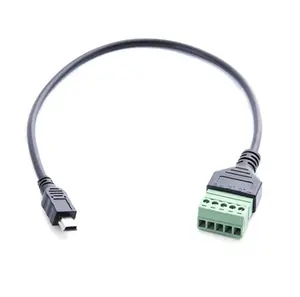 1FT Mini USB 5 Pin 2.0 male female to 5 Pin Screw with Shield Solderless Terminal Plug Adapter Connector Cable Lead 30cm