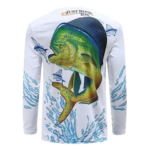 Hot sale Mahi Mahi manga longa dos homens de pesca pesca t camisa de impressão por sublimação