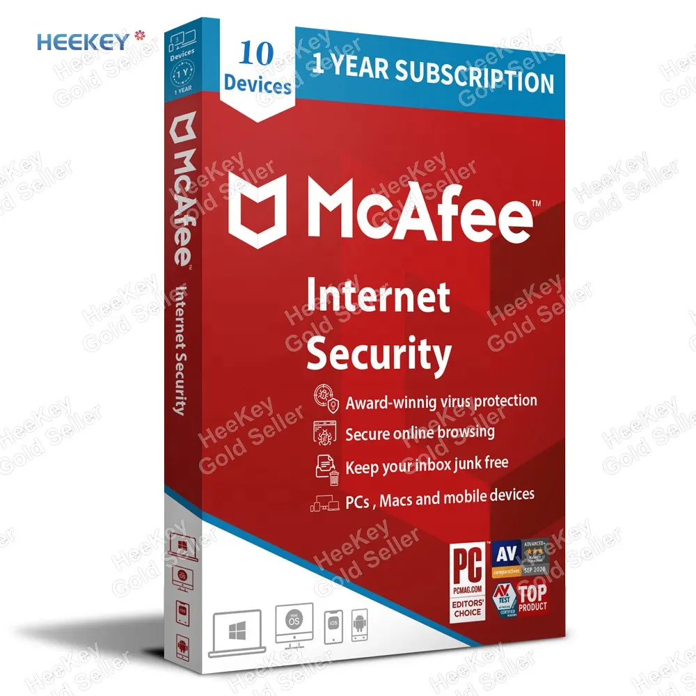 McAfee Internet Security 2023 Unlimited/10 Devices 1 año Bind Key Security Software Activación del sitio web oficial