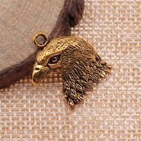 Breloque Tête d'Aigle Plumeuse 21x19mm en Alliage de Zinc Bronze Antique pour Tirettes de Fermeture Éclair de Gilet de Motard