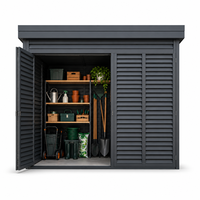 Abri à outils standard en aluminium 3x2x2.1m avec toit plat et portes d'accès à persiennes, taille personnalisée