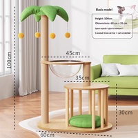 Arbre à chat en bois pratique avec tour, nid confortable, jouet tournant et griffoir pour chats d'intérieur