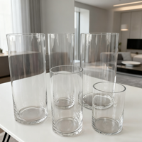Vase en verre cylindrique, vases en verre transparent hauts, vase à bougie en verre transparent cylindrique, vase à fleurs en verre à large ouverture, tube droit