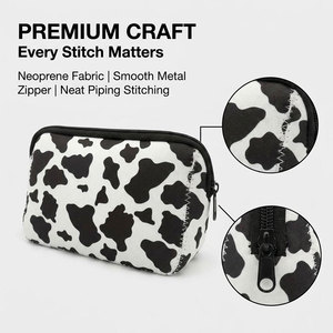 Wholesale Custom Logo Printed Neoprene <b>Makeup</b> Bag Portable Leopard Sloth Travel Cosmetic Pouch Toiletry Organizer <b>Case</b> Small - Product Image 3