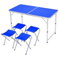Ensemble table et chaises pliantes YILU, table de camping portable en aluminium de 4 pieds, hauteur réglable, ensemble table et chaises de salle à manger, 4 chaises