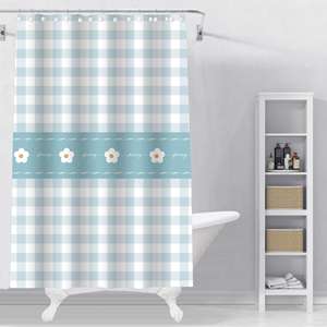 Rideau de douche en PEVA, plastique, dessins animés pour enfants, feuilles, moderne, simple, polyvalent, ensemble imperméable, décoration de salle de bain, crochets - Product Image 4