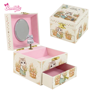Boîte à <span class=keywords><strong>musique</strong></span> en MDF Yiyu avec intérieur en velours, logo personnalisé en relief, étui de rangement pour bijoux, service ODM, vente en gros d'usine - Product Image 1