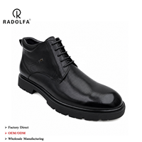 Bottes montantes pour homme en cuir de veau, à lacets, semelle épaisse en caoutchouc, style décontracté chic, chaussures habillées, texture urbaine, vente au détail