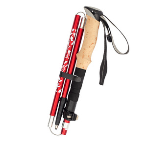 Bâtons de randonnée télescopiques pliables à cinq sections avec poignée en liège, légers, équipement de trekking extérieur avec sac de transport et accessoires - Product Image 5