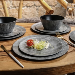 Juego <span class=keywords><strong>de</strong></span> Platos y Tazones <span class=keywords><strong>de</strong></span> Plástico con Diseño <span class=keywords><strong>de</strong></span> Madera Negra, 12 o <span class=keywords><strong>16</strong></span> <span class=keywords><strong>Piezas</strong></span>, <span class=keywords><strong>Vajilla</strong></span> <span class=keywords><strong>de</strong></span> <span class=keywords><strong>Melamina</strong></span> para Cocina, Venta al Por Mayor - Product Image 3