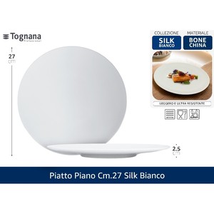 Piatto Piano in Seta Bianca da 27 cm, Eleganti Piatti e Vassoi - Product Image 1