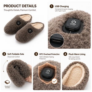 Pantuflas Calefactables <span class=keywords><strong>para</strong></span> Mujer, <span class=keywords><strong>Calentadores</strong></span> de <span class=keywords><strong>Pies</strong></span> Recargables con 3 Niveles de Calor, Batería de 2500mAh, Zapatos Eléctricos de Invierno <span class=keywords><strong>para</strong></span> Interiores - Product Image 6
