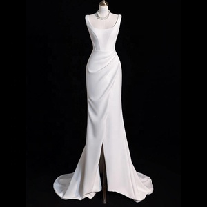 Abito da <span class=keywords><strong>Sposa</strong></span> a Sirena 2026 in Raso Chiaro Avorio, Stile Francese Semplice ed Elegante, Senza Maniche |   Abito da <span class=keywords><strong>Sposa</strong></span> su Misura <span class=keywords><strong>per</strong></span> <span class=keywords><strong>la</strong></span> <span class=keywords><strong>Sposa</strong></span> - Product Image 3