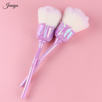 Sikat Pembersih Kuku Rambut Nylon Desain Bunga Mawar Gagang Plastik Pink Mewah Populer untuk Menghilangkan Debu Manikur