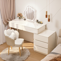 Bureau de toilette moderne en bois avec miroir LED extensible et chaise multifonctionnelle pour hôtel et chambre à coucher