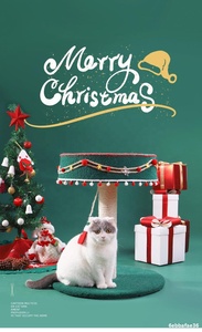 Poste de escalada para gatos pequeños de interior, poste de rascado de Navidad, torre de árbol de gato creativa, rascador de gato con juguetes colgantes - Product Image 4