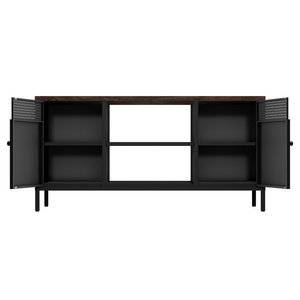 Thép hiện đại kim loại TV đứng với gỗ Top và lưu trữ tủ Đen đồ nội thất phòng khách - Product Image 4